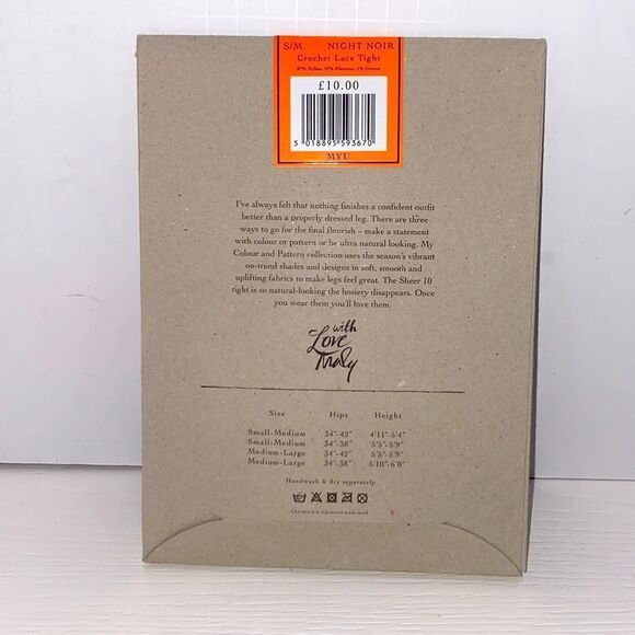 Mary & Charnos Crochet Lace Tights Night Noir Black Size Small Medium - Picture 3 of 9
